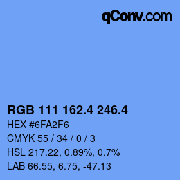 カラーコード: RGB 111 162.4 246.4 | qconv.com
