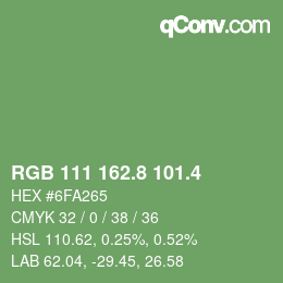 カラーコード: RGB 111 162.8 101.4 | qconv.com