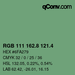 カラーコード: RGB 111 162.8 121.4 | qconv.com