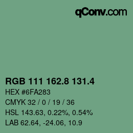 カラーコード: RGB 111 162.8 131.4 | qconv.com