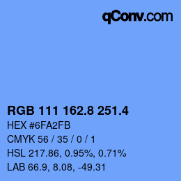 カラーコード: RGB 111 162.8 251.4 | qconv.com