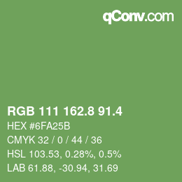 カラーコード: RGB 111 162.8 91.4 | qconv.com