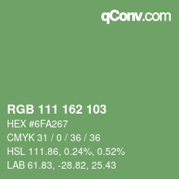 Color code: RGB 111 162 103 | qconv.com