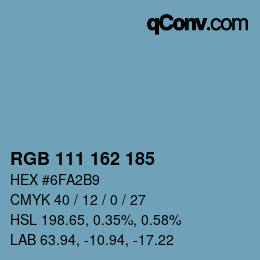 Color code: RGB 111 162 185 | qconv.com