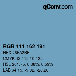 颜色代码: RGB 111 162 191 | qconv.com