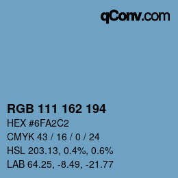 Color code: RGB 111 162 194 | qconv.com