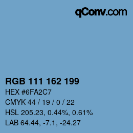 Color code: RGB 111 162 199 | qconv.com