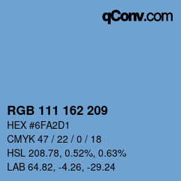 カラーコード: RGB 111 162 209 | qconv.com
