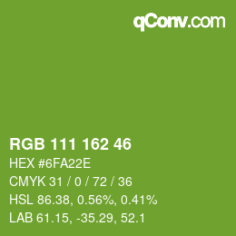 Color code: RGB 111 162 46 | qconv.com