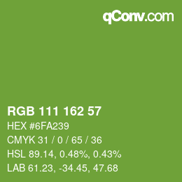 カラーコード: RGB 111 162 57 | qconv.com