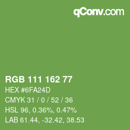 Color code: RGB 111 162 77 | qconv.com