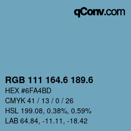 カラーコード: RGB 111 164.6 189.6 | qconv.com