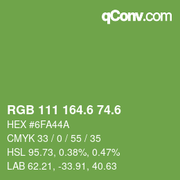 カラーコード: RGB 111 164.6 74.6 | qconv.com