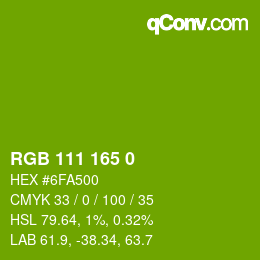 Color code: RGB 111 165 0 | qconv.com