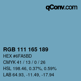 カラーコード: RGB 111 165 189 | qconv.com