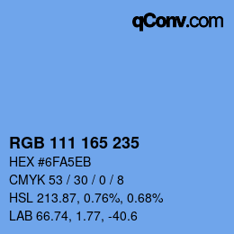 Color code: RGB 111 165 235 | qconv.com