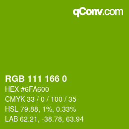 Color code: RGB 111 166 0 | qconv.com