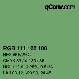 カラーコード: RGB 111 166 108 | qconv.com
