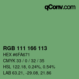 Farbcode: RGB 111 166 113 | qconv.com