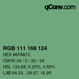 Color code: RGB 111 168 124 | qconv.com