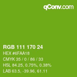 Color code: RGB 111 170 24 | qconv.com