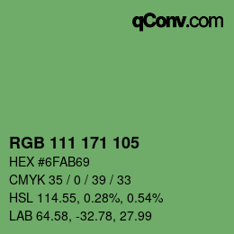 颜色代码: RGB 111 171 105 | qconv.com