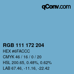 Color code: RGB 111 172 204 | qconv.com