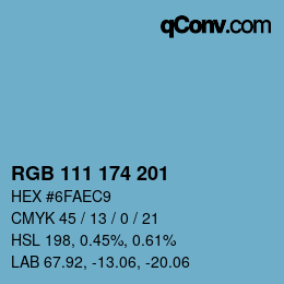 Color code: RGB 111 174 201 | qconv.com