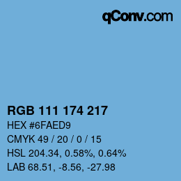 Color code: RGB 111 174 217 | qconv.com