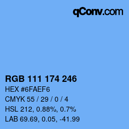 Color code: RGB 111 174 246 | qconv.com