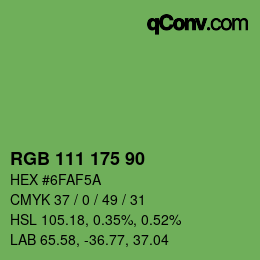 颜色代码: RGB 111 175 90 | qconv.com