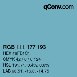 カラーコード: RGB 111 177 193 | qconv.com