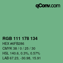 Color code: RGB 111 178 134 | qconv.com