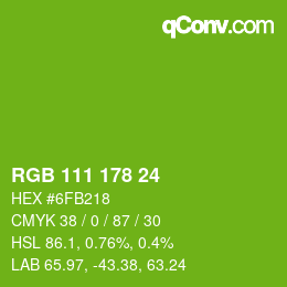 カラーコード: RGB 111 178 24 | qconv.com
