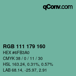Color code: RGB 111 179 160 | qconv.com