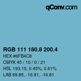 カラーコード: RGB 111 180.8 200.4 | qconv.com