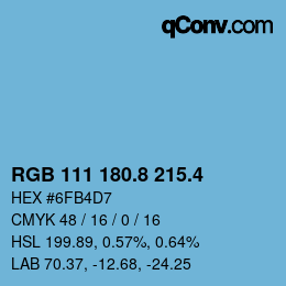 カラーコード: RGB 111 180.8 215.4 | qconv.com