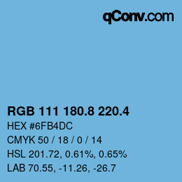 カラーコード: RGB 111 180.8 220.4 | qconv.com