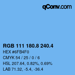 カラーコード: RGB 111 180.8 240.4 | qconv.com