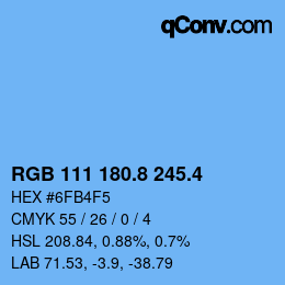 カラーコード: RGB 111 180.8 245.4 | qconv.com