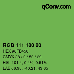 Farbcode: RGB 111 180 80 | qconv.com