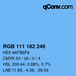 颜色代码: RGB 111 182 246 | qconv.com