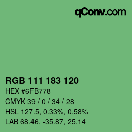 カラーコード: RGB 111 183 120 | qconv.com