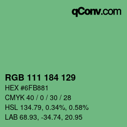 Color code: RGB 111 184 129 | qconv.com