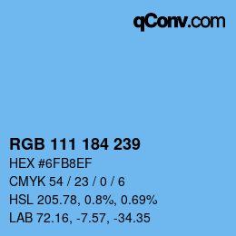 Color code: RGB 111 184 239 | qconv.com