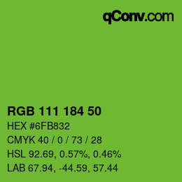カラーコード: RGB 111 184 50 | qconv.com