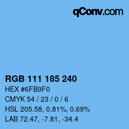 Color code: RGB 111 185 240 | qconv.com