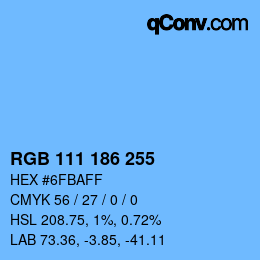 Color code: RGB 111 186 255 | qconv.com