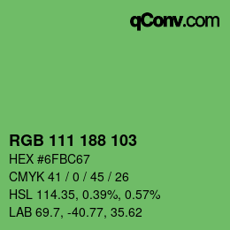 カラーコード: RGB 111 188 103 | qconv.com