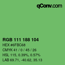 カラーコード: RGB 111 188 104 | qconv.com